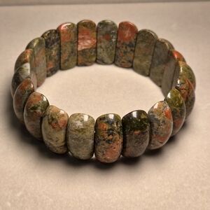 Unakite Gemstone Stretchy Bracelet